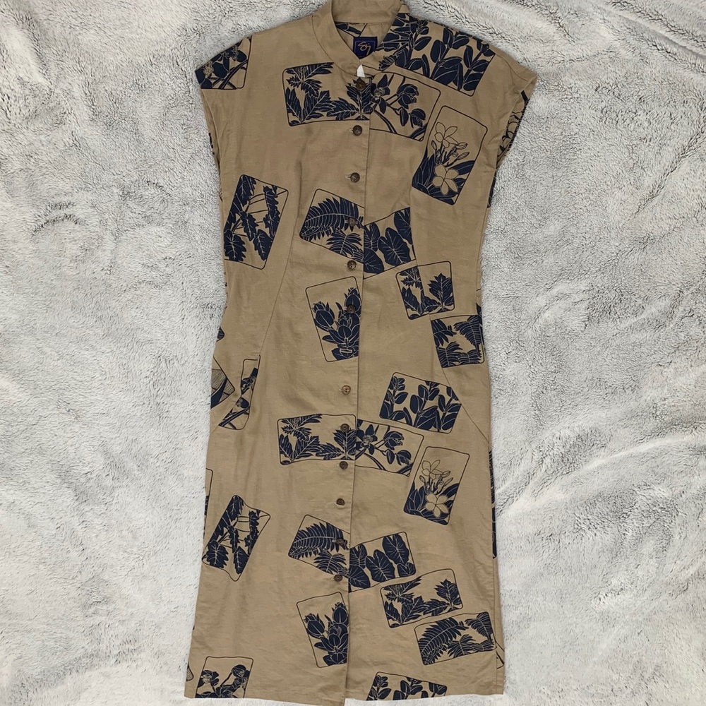 Sig Zane Button Front Dress in Tan